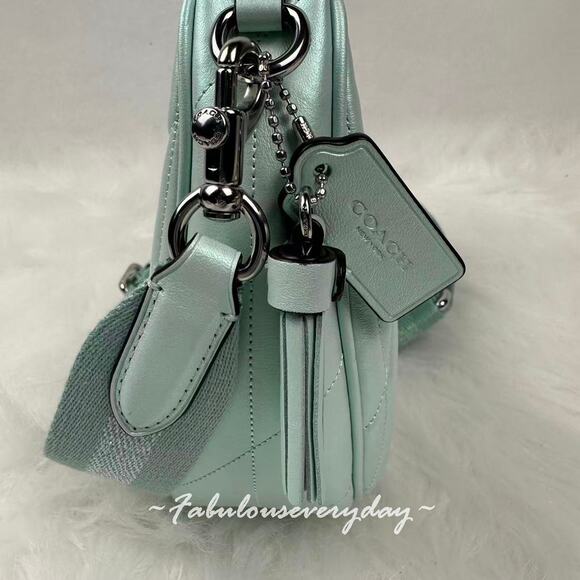 Coach Carmen Mini Crossbody Bag In Pearlized Leather/Silver/Green CBI46 NWT - Picture 4 of 9